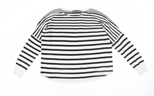 French Connection Women’s Black White Striped Knit Jumper M