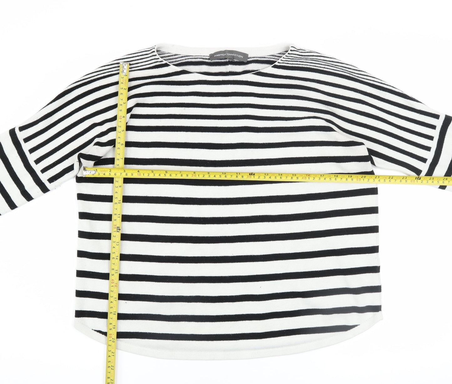 French Connection Women’s Black White Striped Knit Jumper M