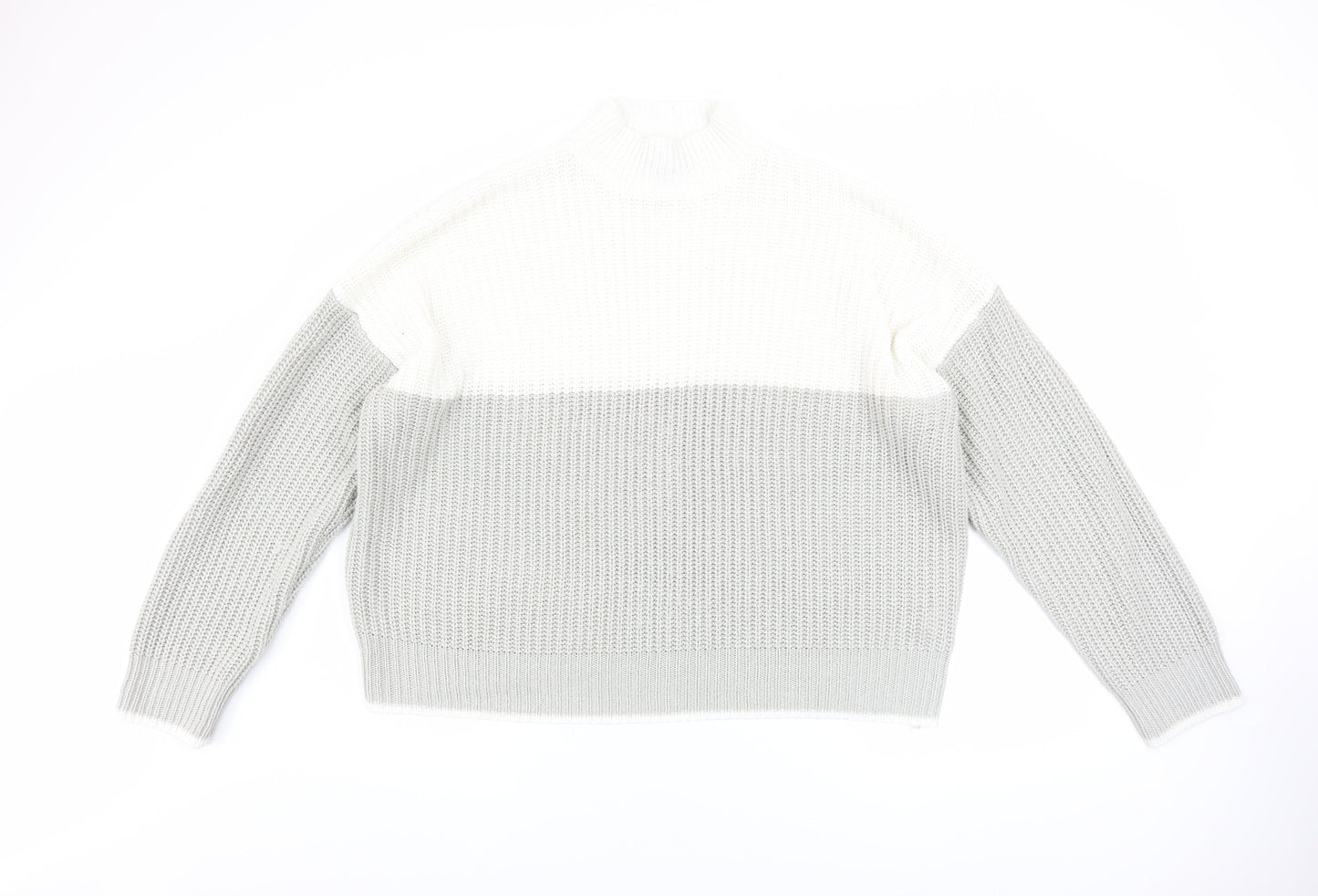 New Look Womens Grey High Neck Chunky Knit Pullover Jumper Size L