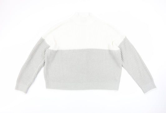 New Look Womens Grey High Neck Chunky Knit Pullover Jumper Size L