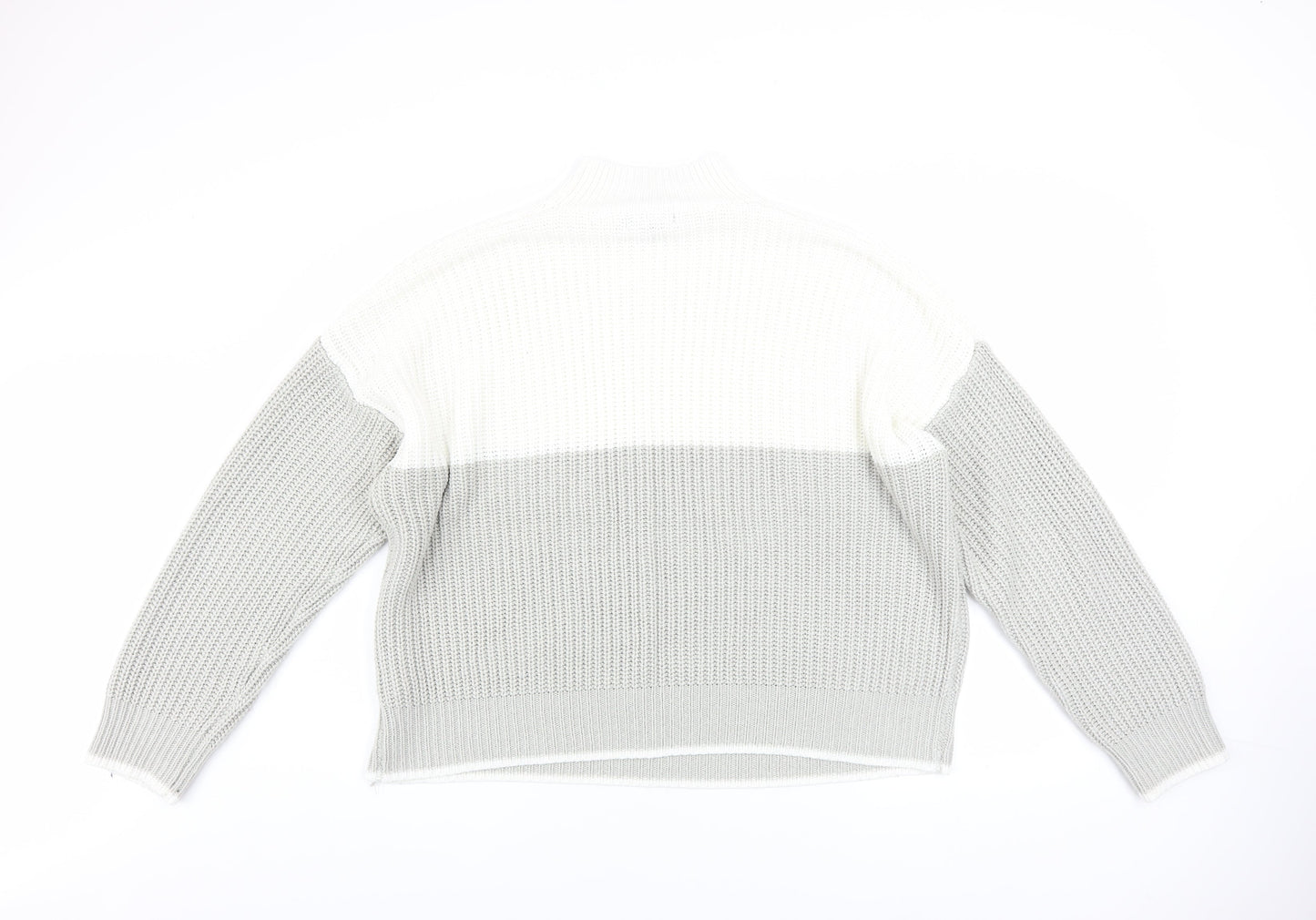 New Look Womens Grey High Neck Chunky Knit Pullover Jumper Size L