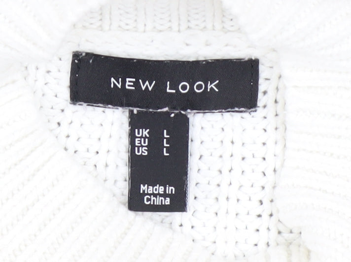 New Look Womens Grey High Neck Chunky Knit Pullover Jumper Size L