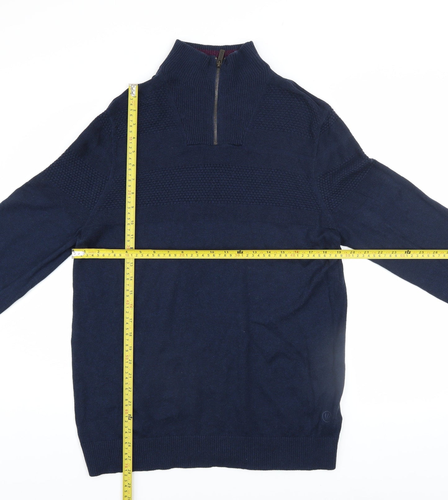 Fat Face Men's Blue 1/2 Zip High Neck Cotton Cashmere Jumper L