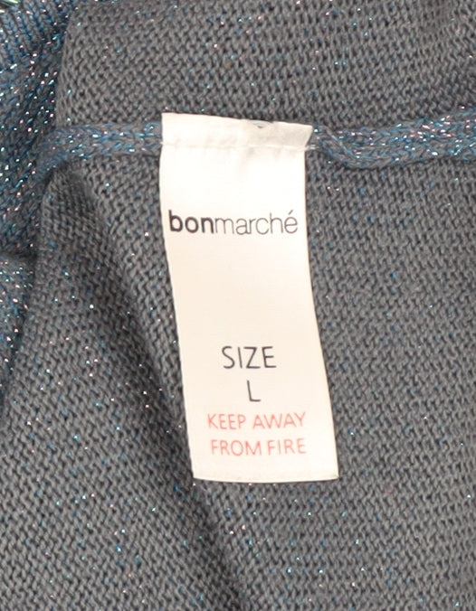 Bonmarché Women's Blue Metallic Knit Sleeveless Tank Top Size L