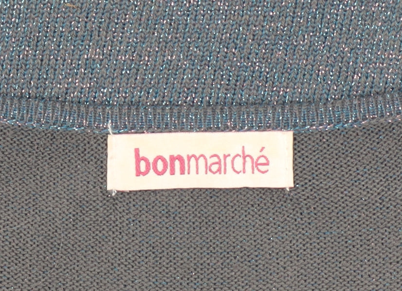 Bonmarché Women's Blue Metallic Knit Sleeveless Tank Top Size L