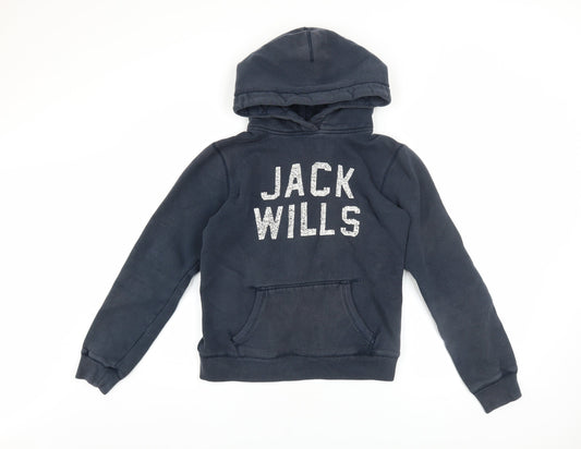 Jack Wills Women's Navy Blue Hooded Pullover Hoodie UK 12