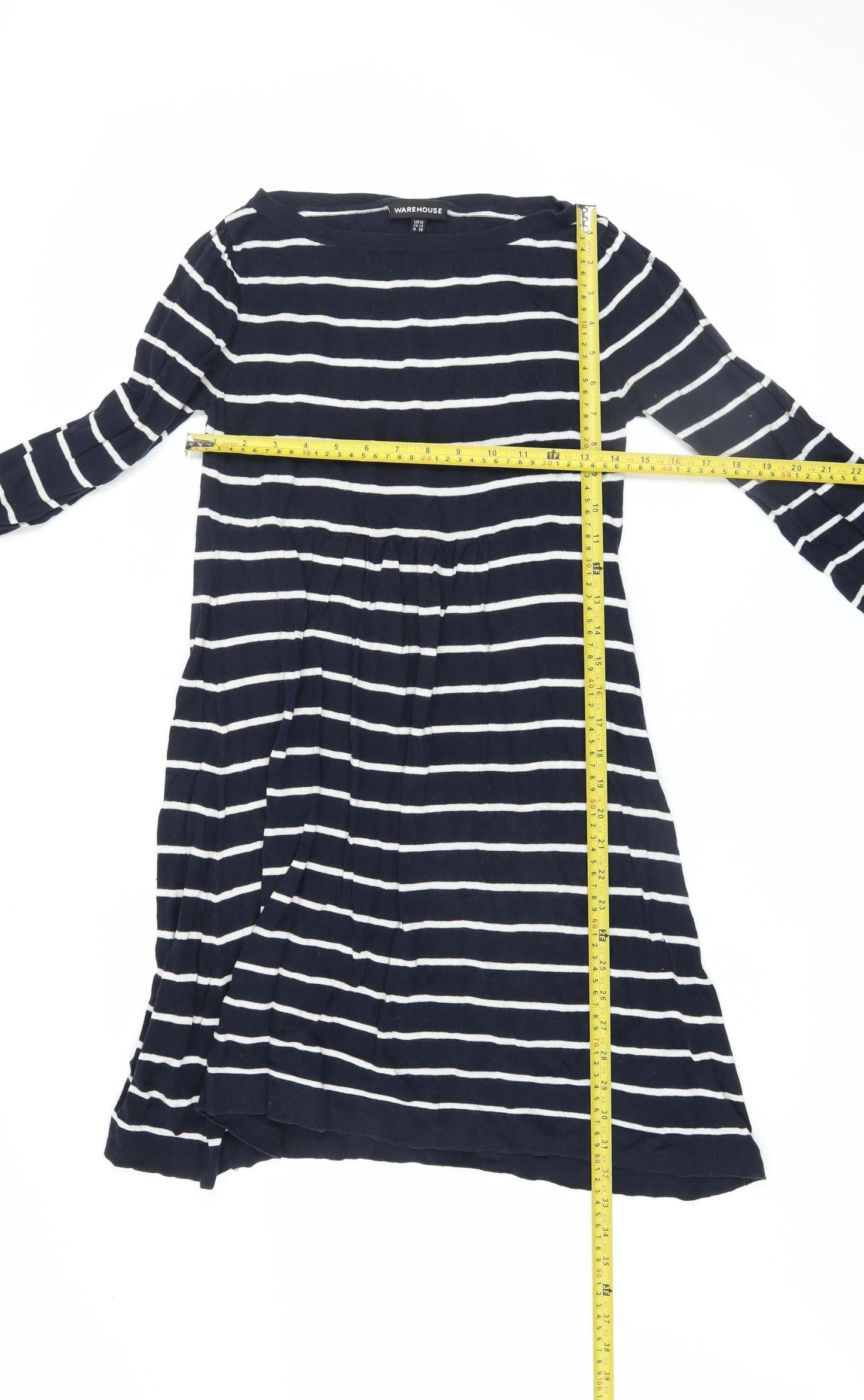 Warehouse Women’s Blue Striped Cotton Shift Dress Size 10