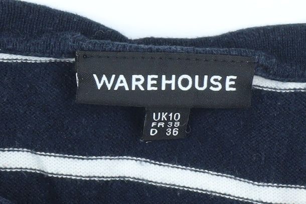 Warehouse Women’s Blue Striped Cotton Shift Dress Size 10