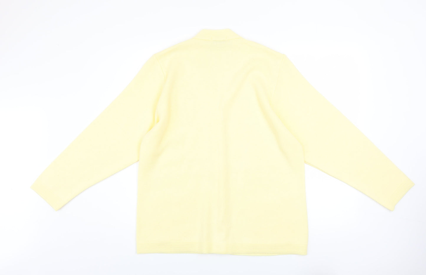 Care Women Yellow Cardigan L Knit V-Neck Button Classic Embroidered