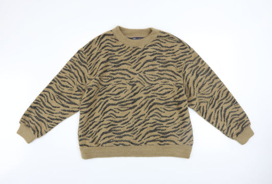 Marks and Spencer Womens Brown Animal Print Pullover Jumper Size 14