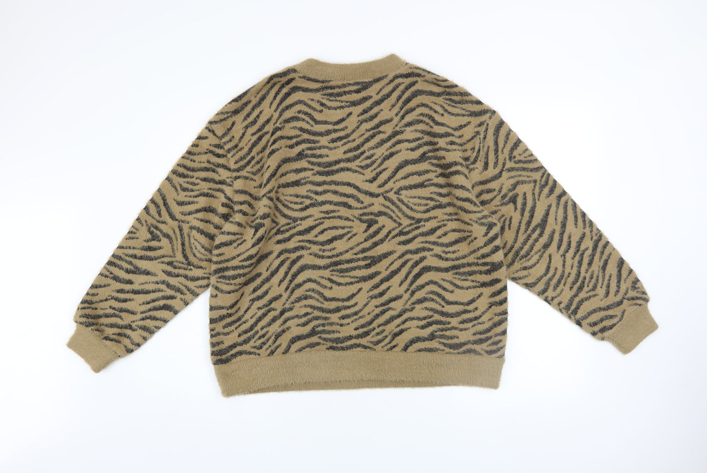 Marks and Spencer Womens Brown Animal Print Pullover Jumper Size 14