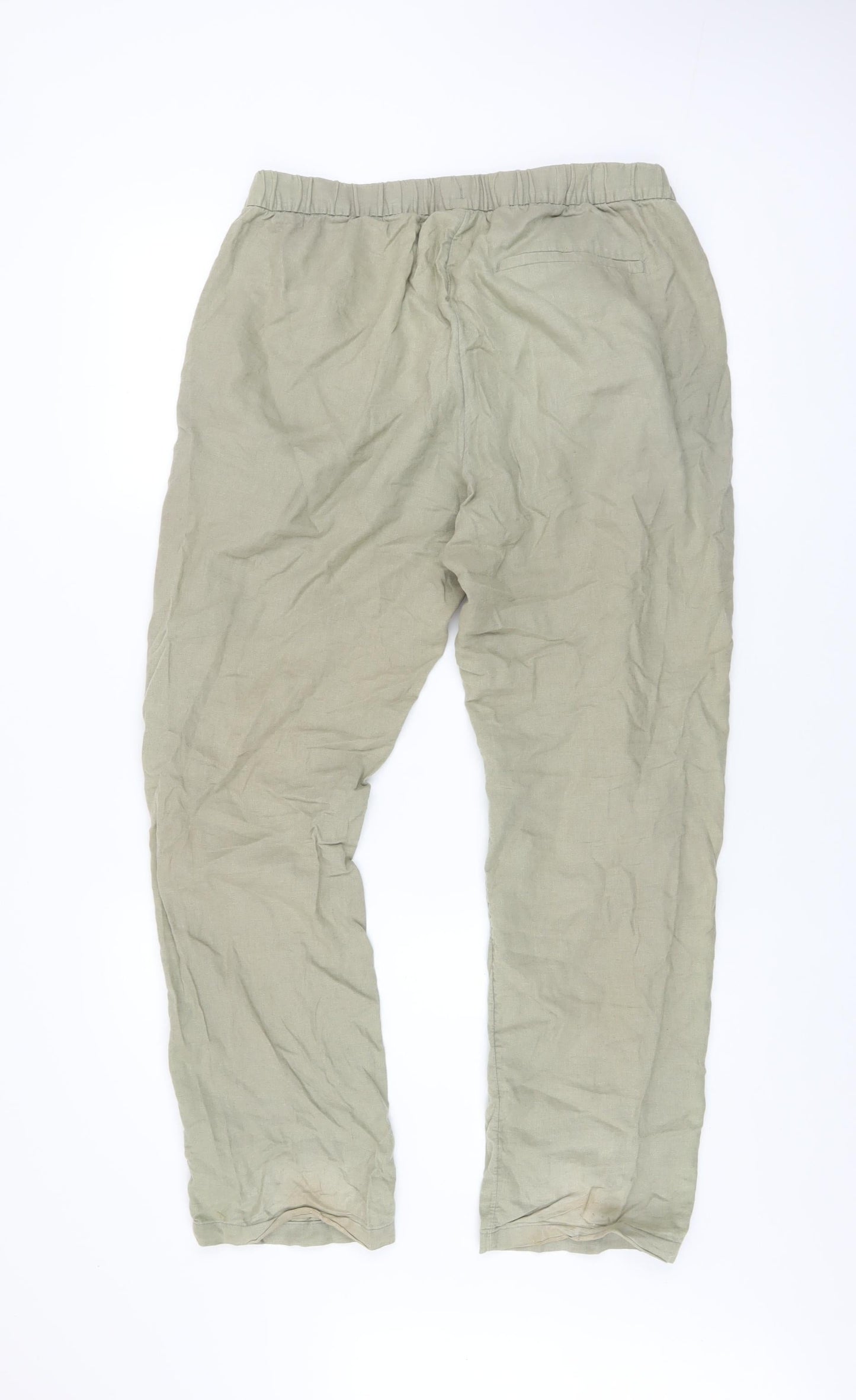 H&M Women’s Beige Regular Fit Linen Cotton Trousers Size S