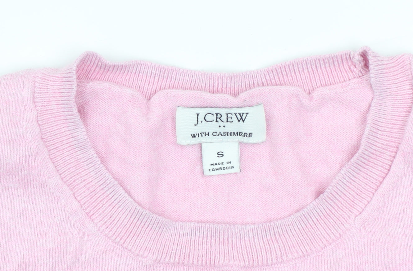 J.Crew Women Pink Cashmere Blend Crew Neck Jumper Size S