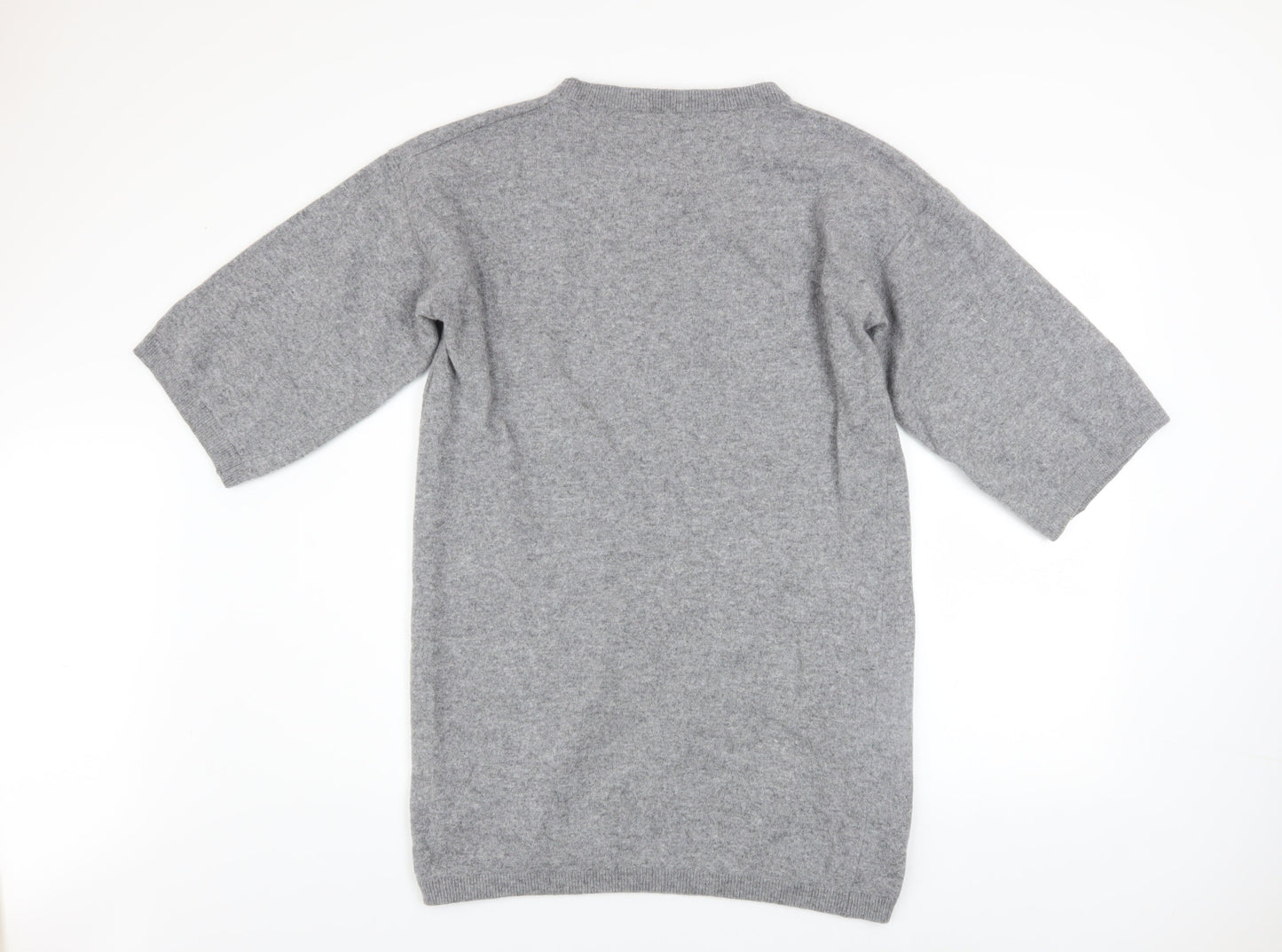 United Colors of Benetton Women Grey Wool Knit Jumper Dress M