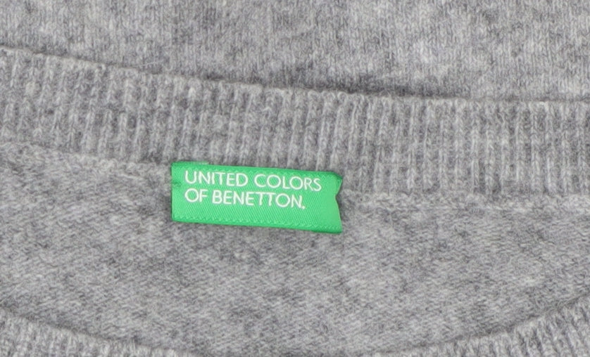 United Colors of Benetton Women Grey Wool Knit Jumper Dress M