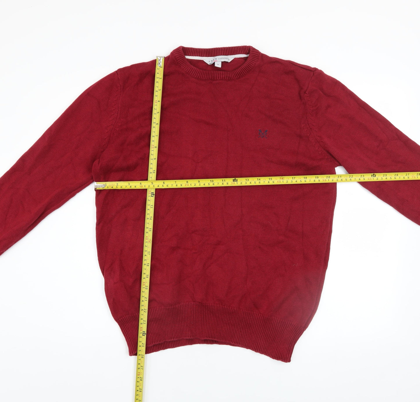Crew Clothing Co. Men's Red Cotton Crew Neck Jumper Size M