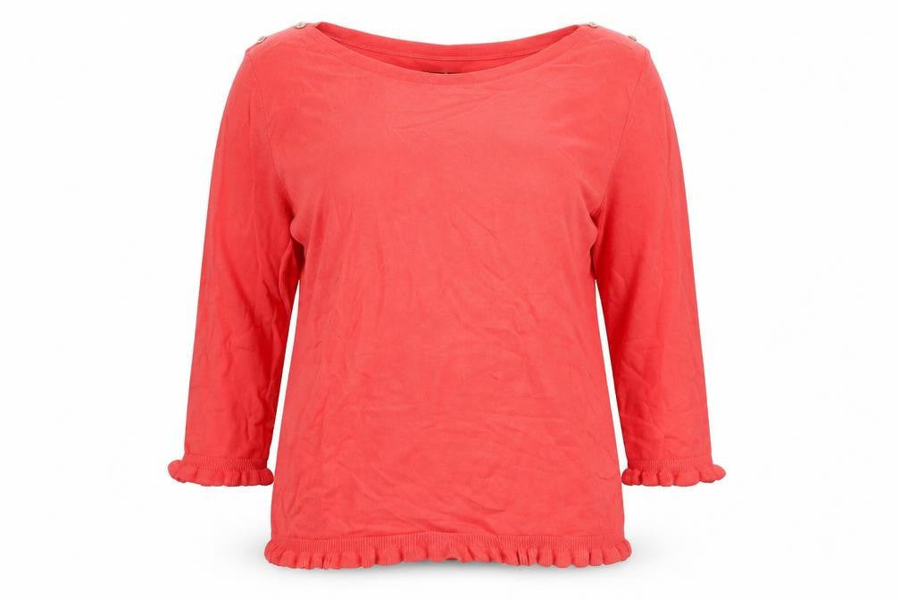 Wallis Women’s Pink Ruffle Hem 3/4 Sleeve Pullover Jumper Size 16