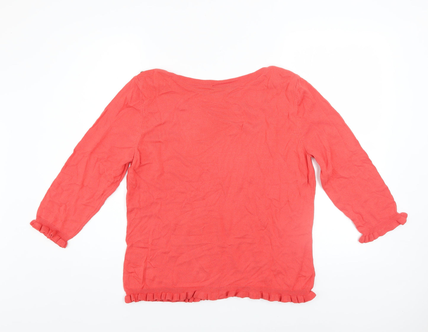 Wallis Women’s Pink Ruffle Hem 3/4 Sleeve Pullover Jumper Size 16