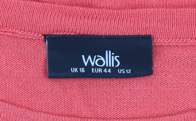 Wallis Women’s Pink Ruffle Hem 3/4 Sleeve Pullover Jumper Size 16