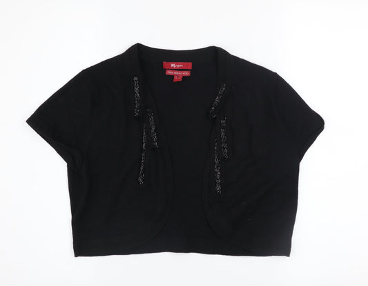 Monsoon Women’s Black Merino Wool Beaded Shrug Size 16 Short Sleeve