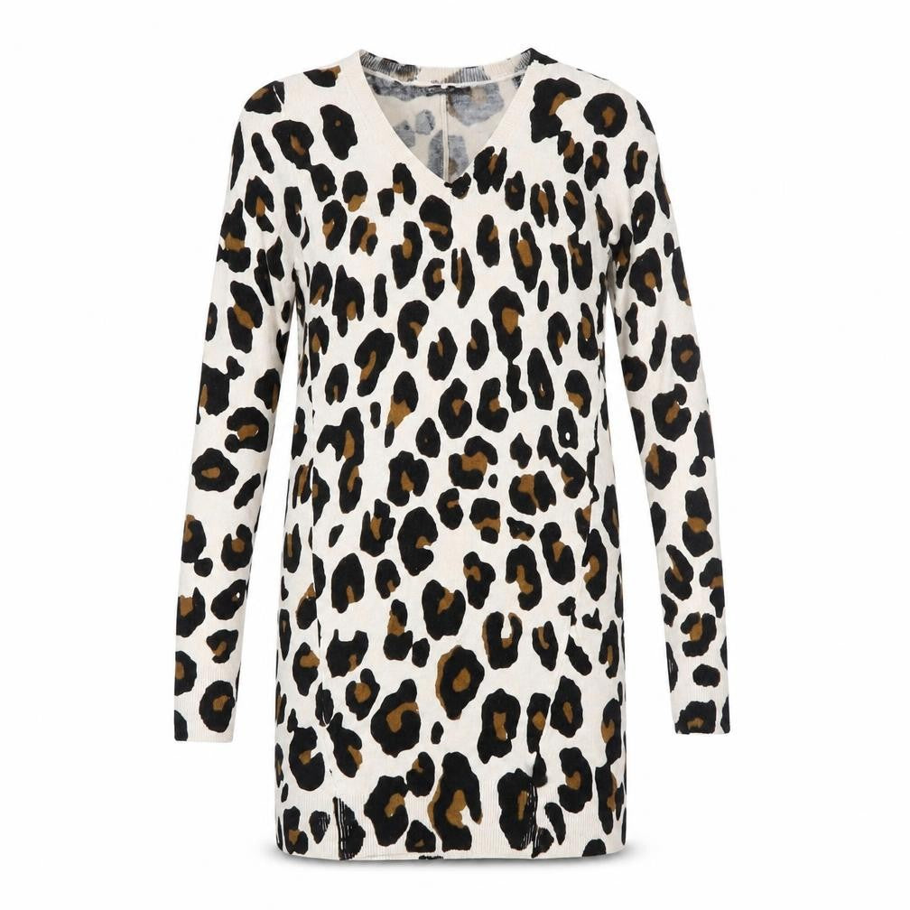 Marks & Spencer Women’s Beige Leopard V-Neck Jumper Dress Size 6