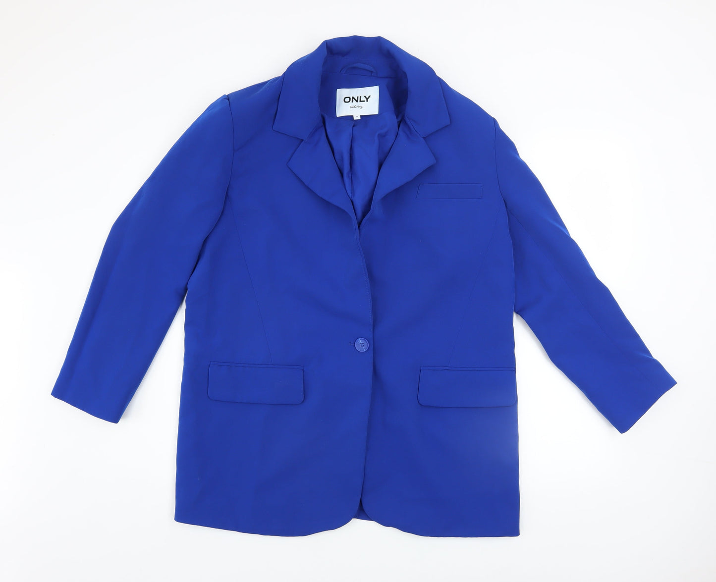 ONLY Women’s Blue Tailored Blazer Size 12 Single-Breasted Jacket