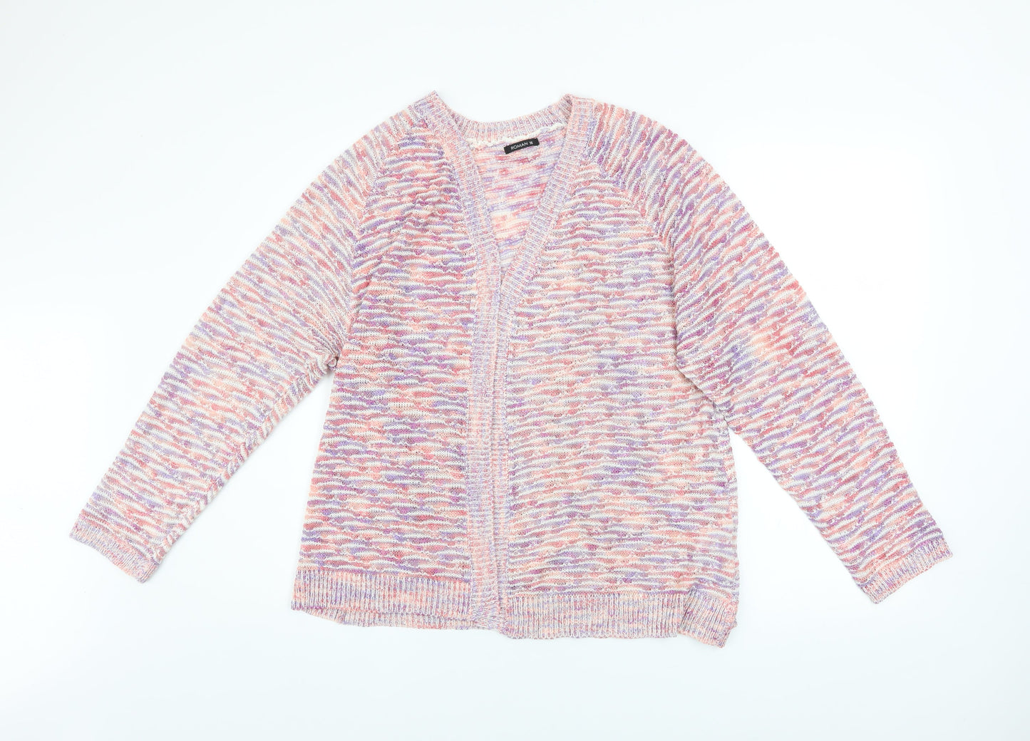 Roman Women’s Multicoloured Knit V-Neck Cardigan Size 16