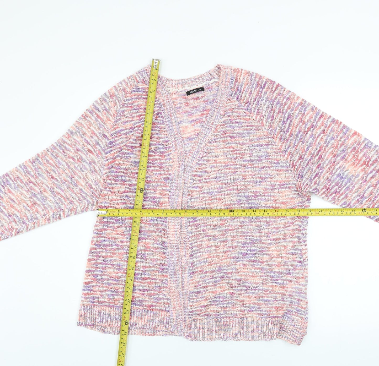 Roman Women’s Multicoloured Knit V-Neck Cardigan Size 16