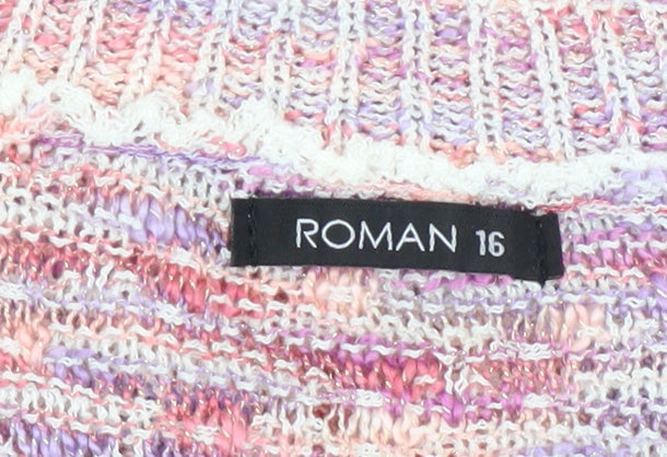 Roman Women’s Multicoloured Knit V-Neck Cardigan Size 16