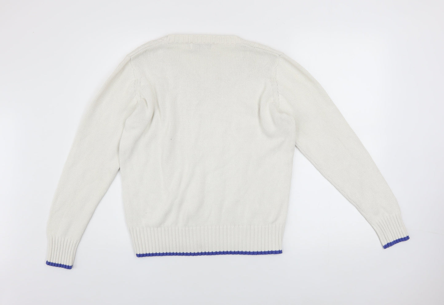 EWM Women Ivory Cable-Knit Cotton Jumper Size M 14-16