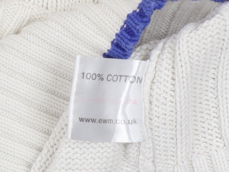 EWM Women Ivory Cable-Knit Cotton Jumper Size M 14-16