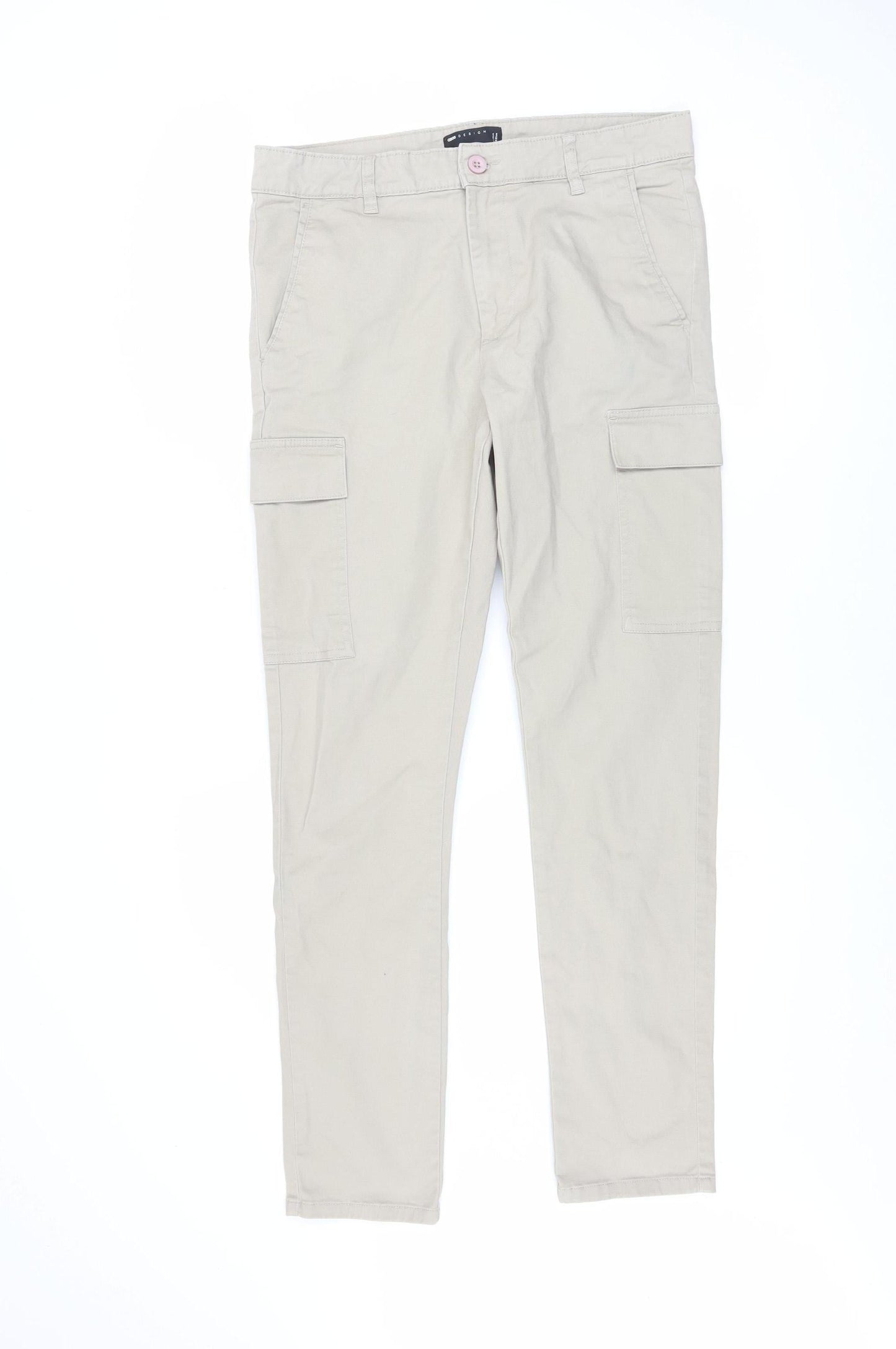 ASOS DESIGN Men's Beige Cargo Slim Fit Trousers W31 L32