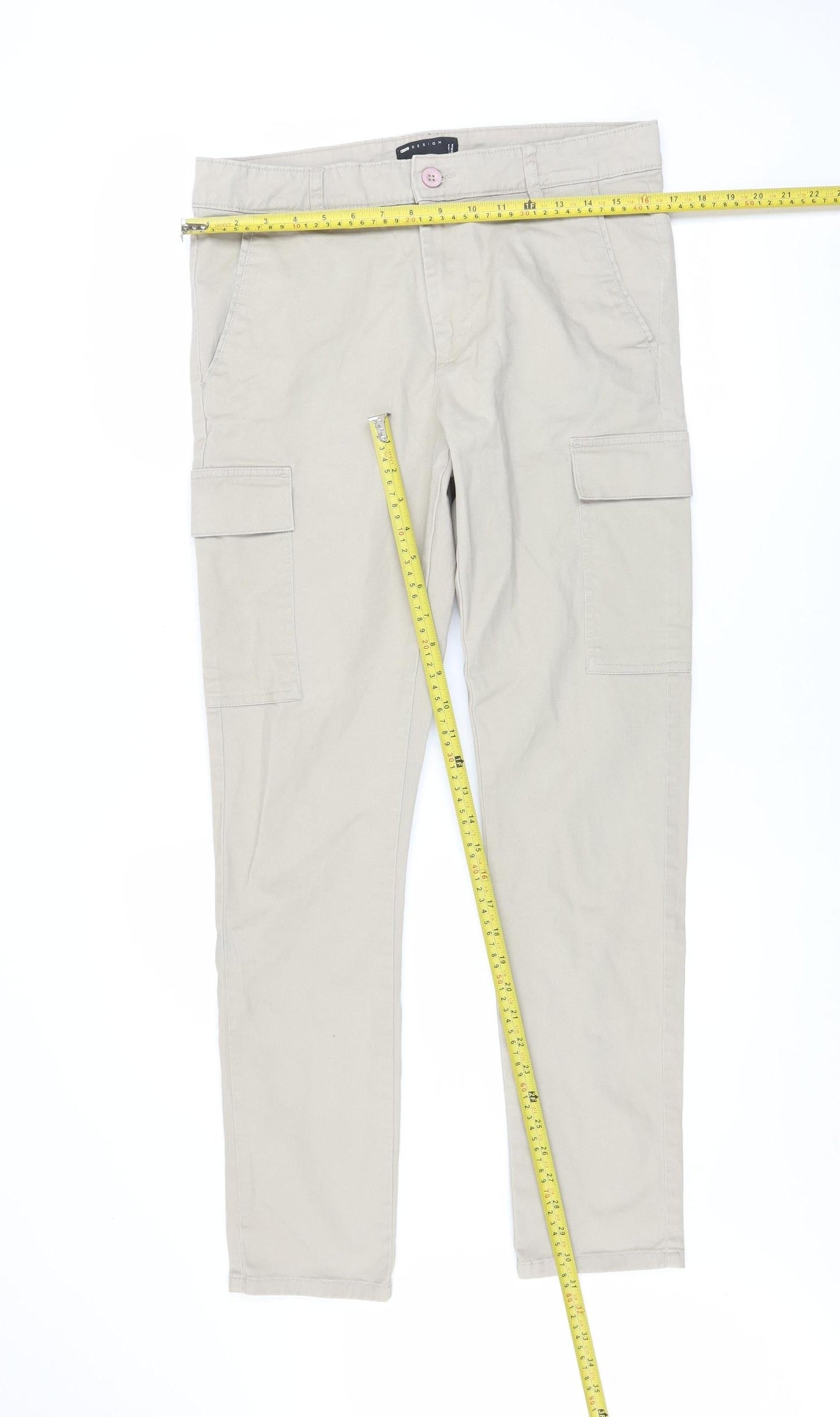 ASOS DESIGN Men's Beige Cargo Slim Fit Trousers W31 L32