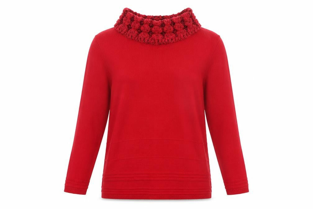 Isle Collection Women's Red Cowl Neck Long Sleeve Pullover Jumper Size S