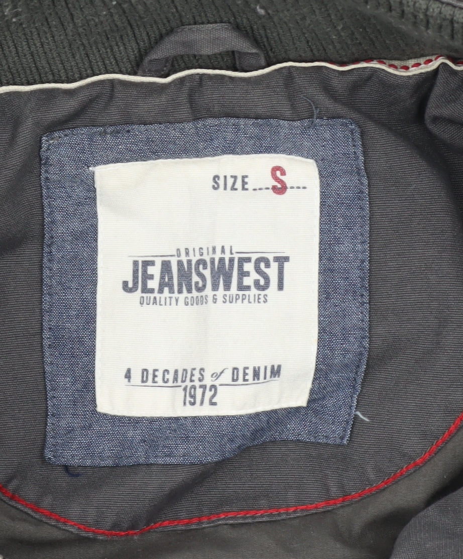 Jeanswest Men's Grey Cotton Hooded Military Jacket Size S