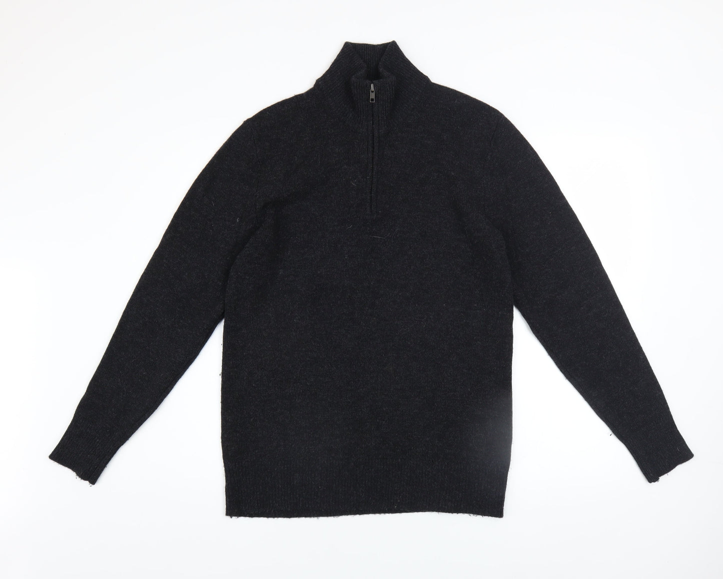 The White Company Men's Black Wool 1/2 Zip Jumper Size S
