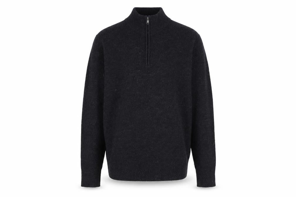 The White Company Men's Black Wool 1/2 Zip Jumper Size S