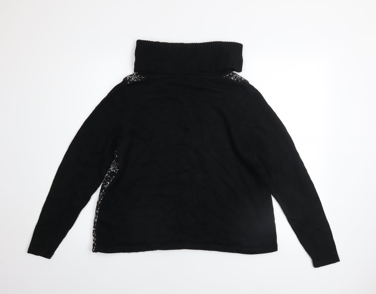 Marks and Spencer Women Black Roll Neck Checked Pullover Jumper Size 14