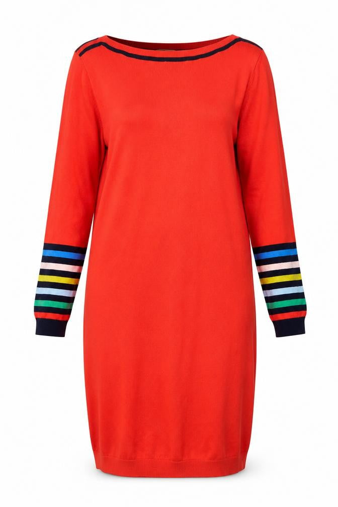 Boden Women Red Jumper Dress Size 20 Knit Cotton Wool Long Sleeve