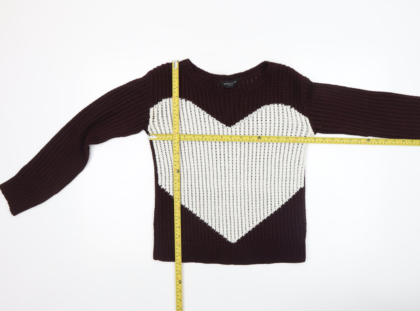 Dorothy Perkins Womens Brown Heart Knit Jumper Size 8