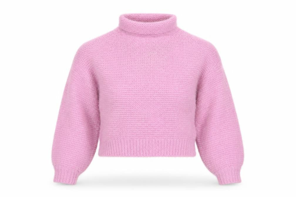 Boohoo Women's Pink Sequin Roll Neck Chunky Knit Jumper Size S