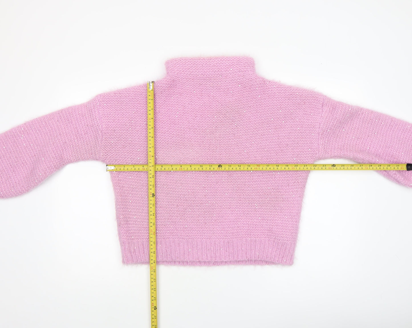 Boohoo Women's Pink Sequin Roll Neck Chunky Knit Jumper Size S