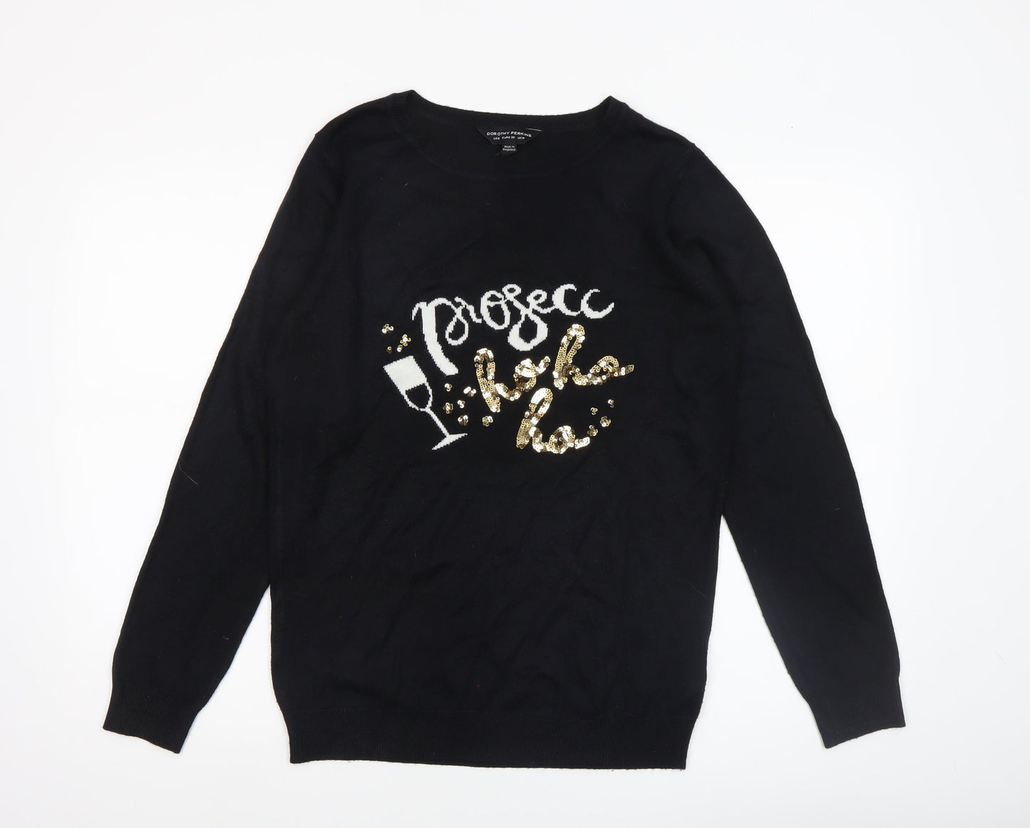Dorothy Perkins Womens Black Christmas Sequin Jumper Size 10