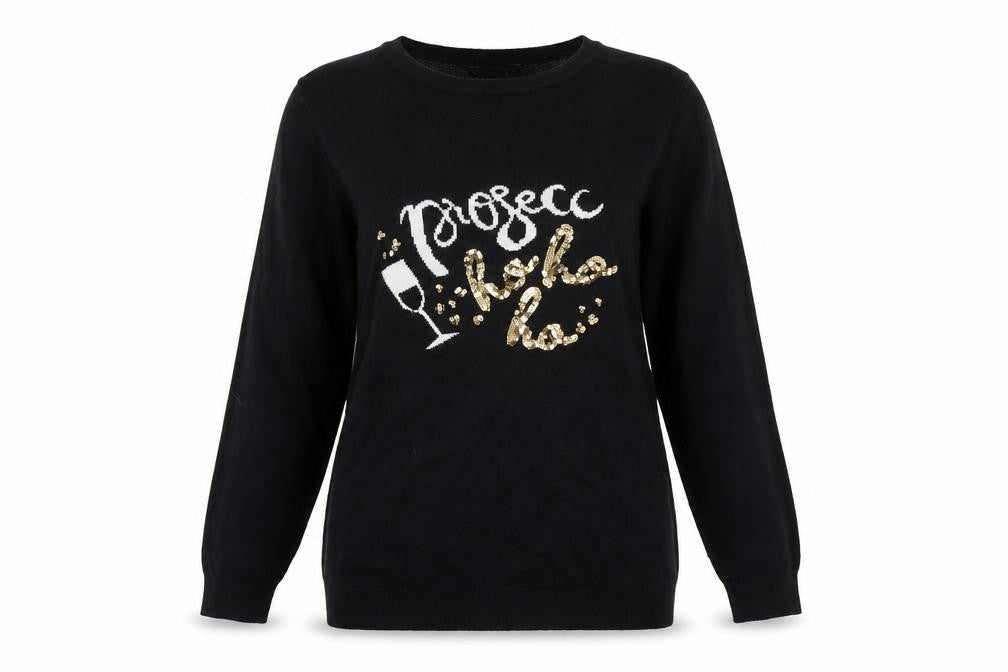 Dorothy Perkins Womens Black Christmas Sequin Jumper Size 10