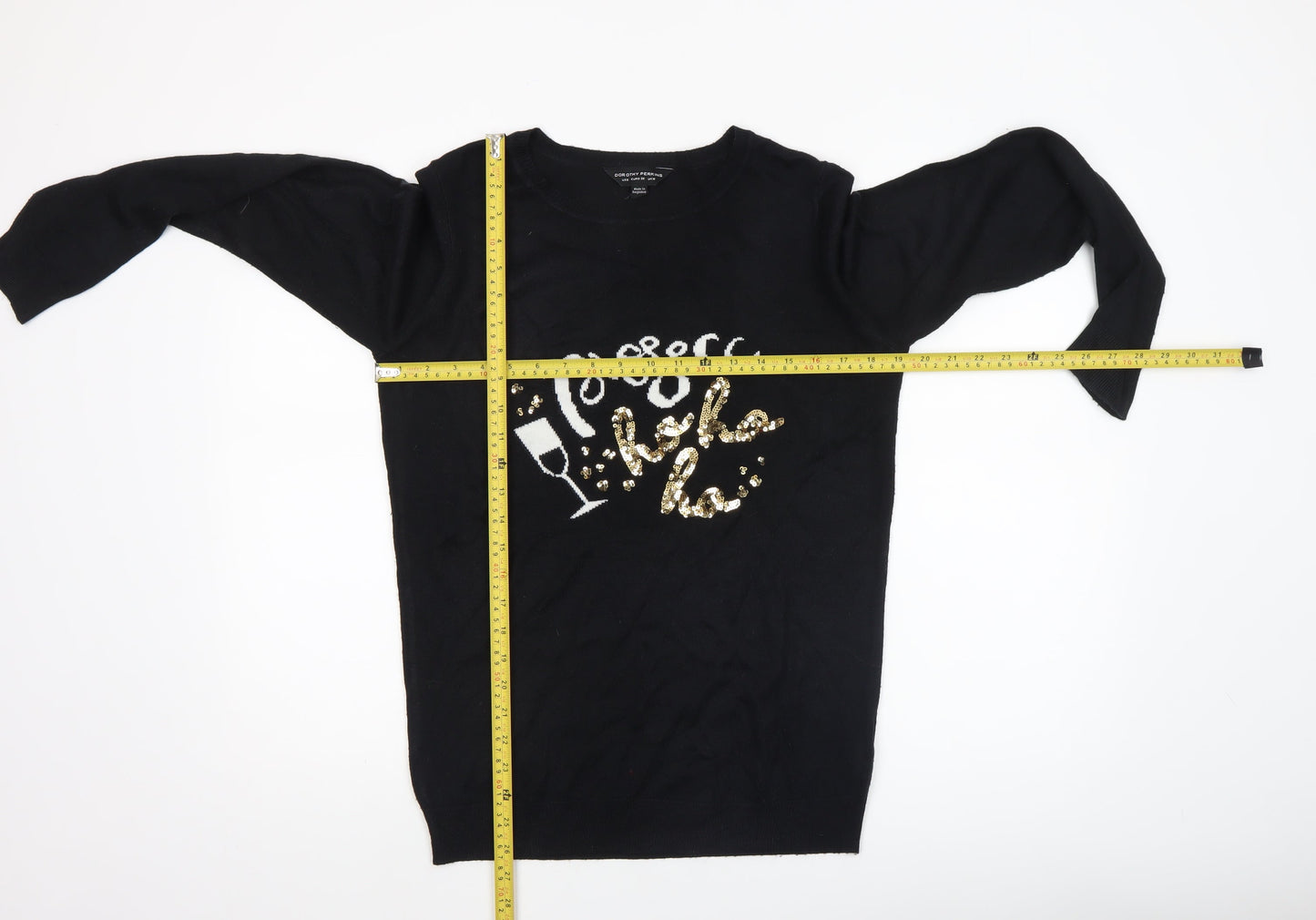 Dorothy Perkins Womens Black Christmas Sequin Jumper Size 10