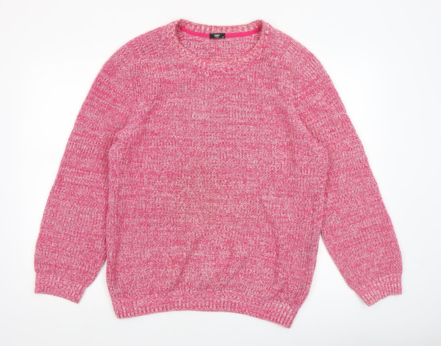 Cotton Traders Men's Pink Chunky Knit Cotton Pullover Jumper M