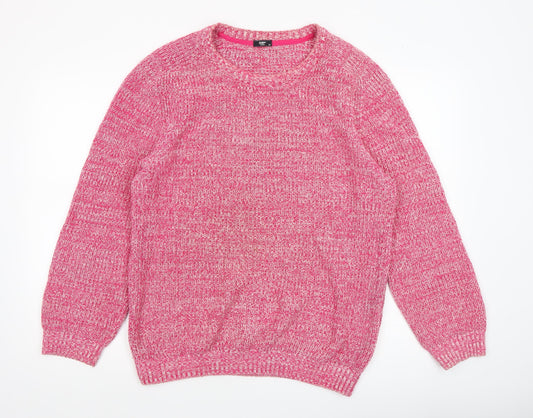 Cotton Traders Men's Pink Chunky Knit Cotton Pullover Jumper M