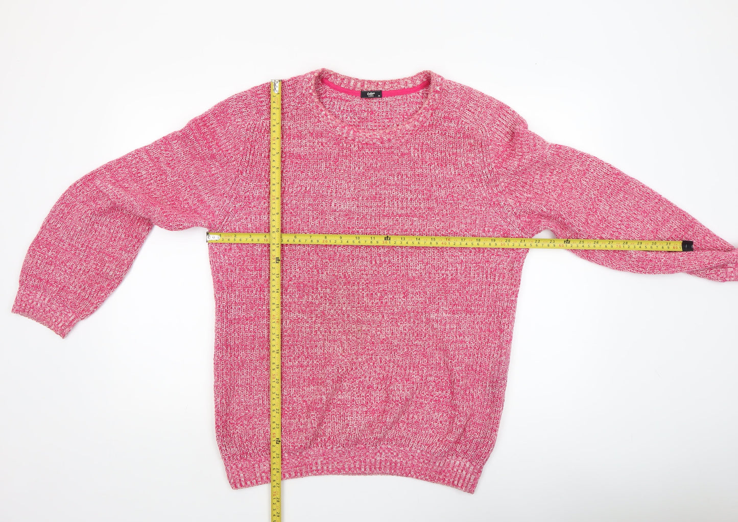 Cotton Traders Men's Pink Chunky Knit Cotton Pullover Jumper M