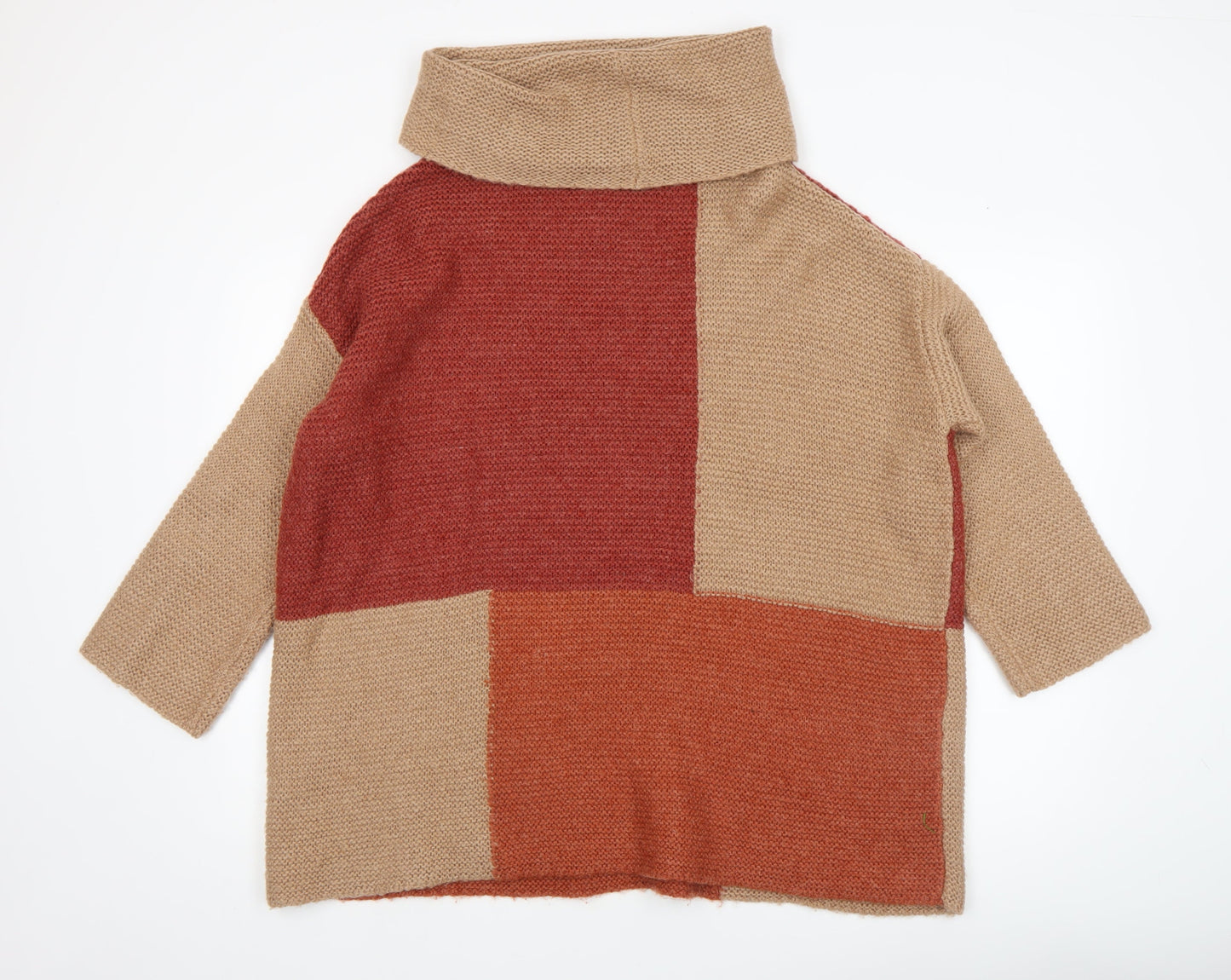 Isle Collection Women's Beige Roll Neck Chunky Knit Jumper L 18-20