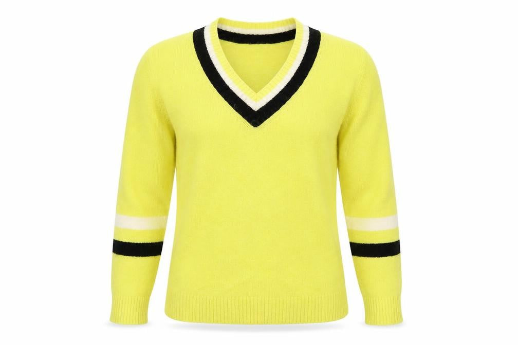 Marks & Spencer Women Yellow V-Neck Wool Pullover Jumper S